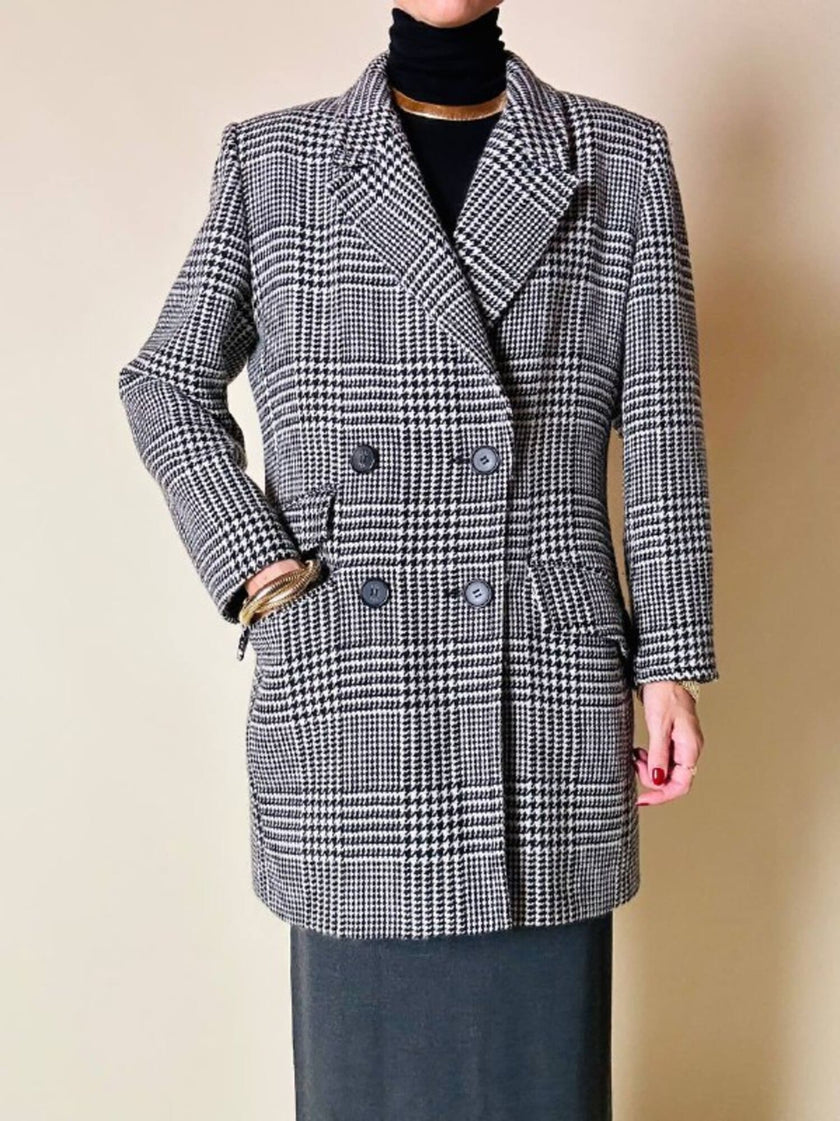 Blazer doppiopetto in lana principe di Galles “Yves Saint Laurent”