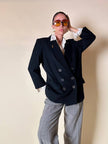 Blazer doppiopetto nero in pura lana “Yves Saint Laurent”