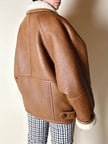 Schearling doppiopetto in pelle color cuoio con vello naturale Shearling Original