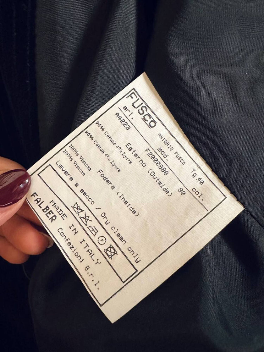 Blazer doppiopetto Antonio Fusco in velluto nero a coste