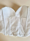 Bustier in raso micro plissé bianco con scollo a cuore 