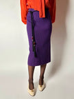 Gonna longuette Letizia De Meo in maglia viola a coste