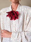 Camicia oversize in seta panna a pois rossi e neri “Corylady”
