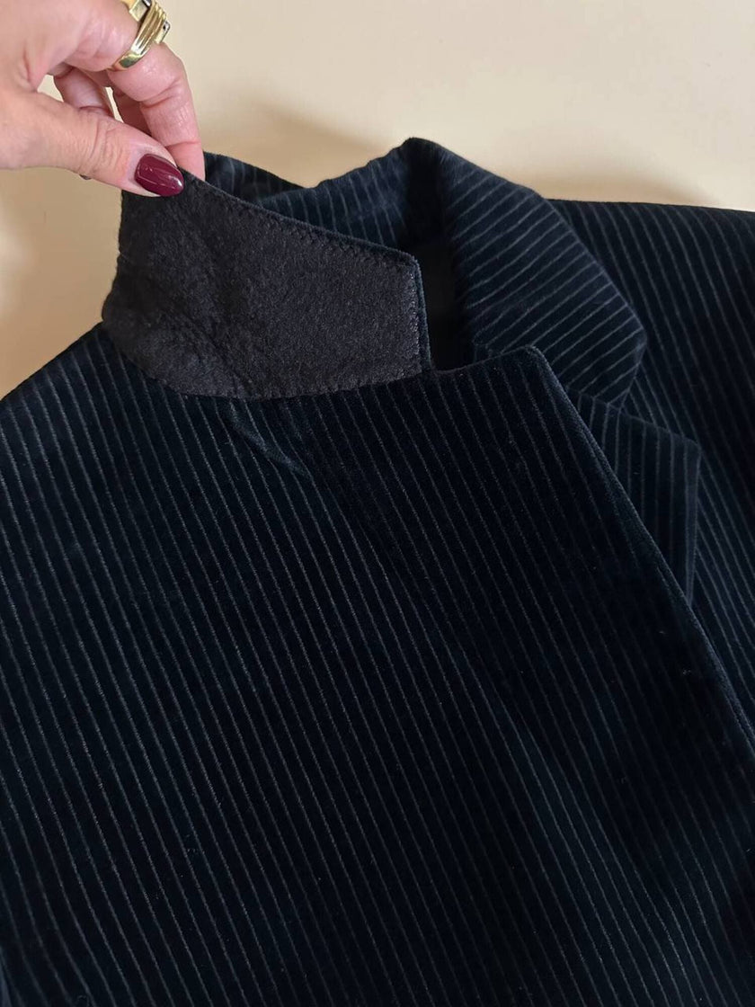 Blazer doppiopetto Antonio Fusco in velluto nero a coste