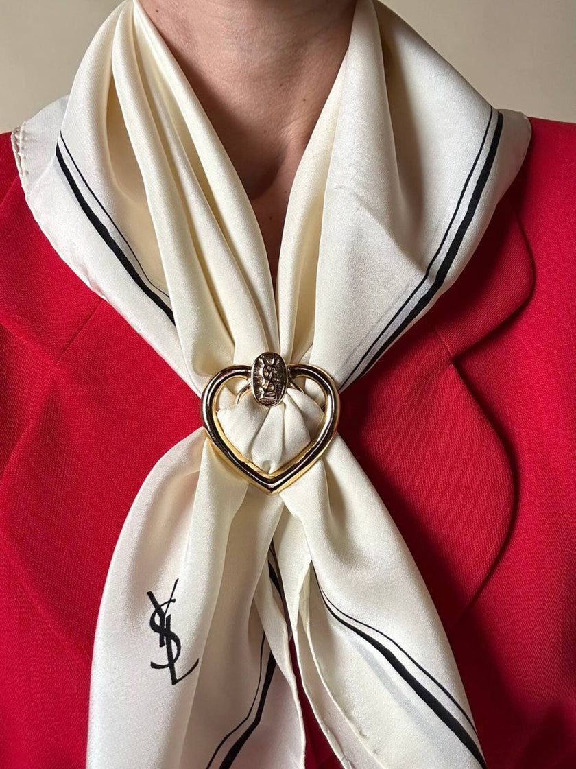 Ferma foulard dorato a forma di cuore “Yves Saint Laurent”