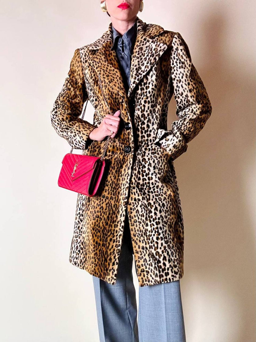 Cappotto leopardato in eco cavallino