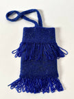 Borsetta gioiello vintage in perline di vetro bluette