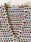 Vintage Missoni-Weste aus strukturierter Wolle in Cremeweiß mit buntem Muster