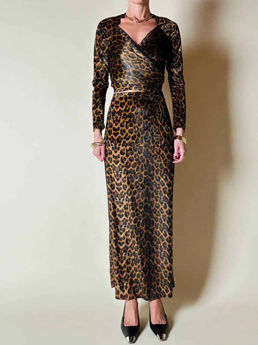 Gonna lunga con top in coordinato in velluto animalier “Roman’s”