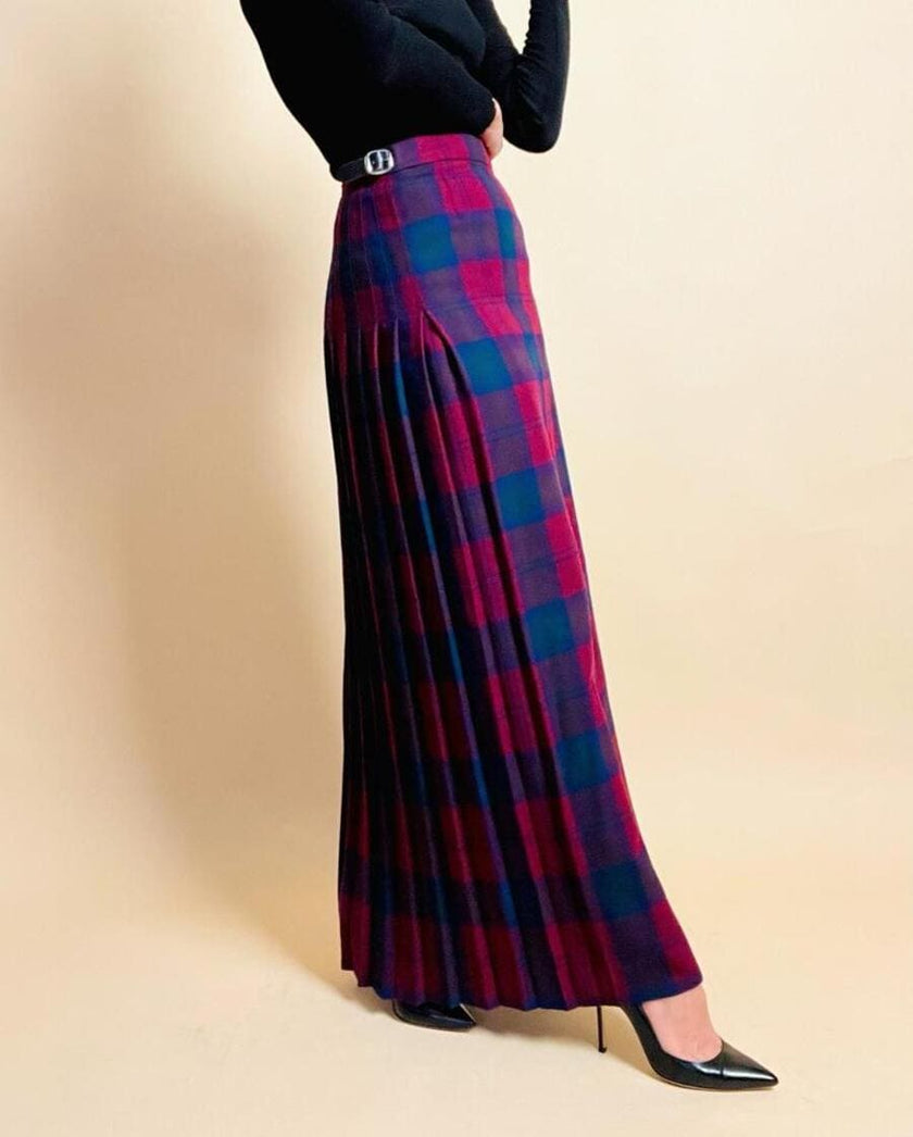 Wrap skirt in lana tartan