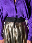 Cintura vintage Nina Ricci nera in passamaneria intrecciata con nappa couture