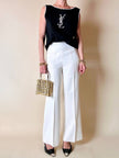 Pantalone bianco latte a vita alta con piega “Byblos”