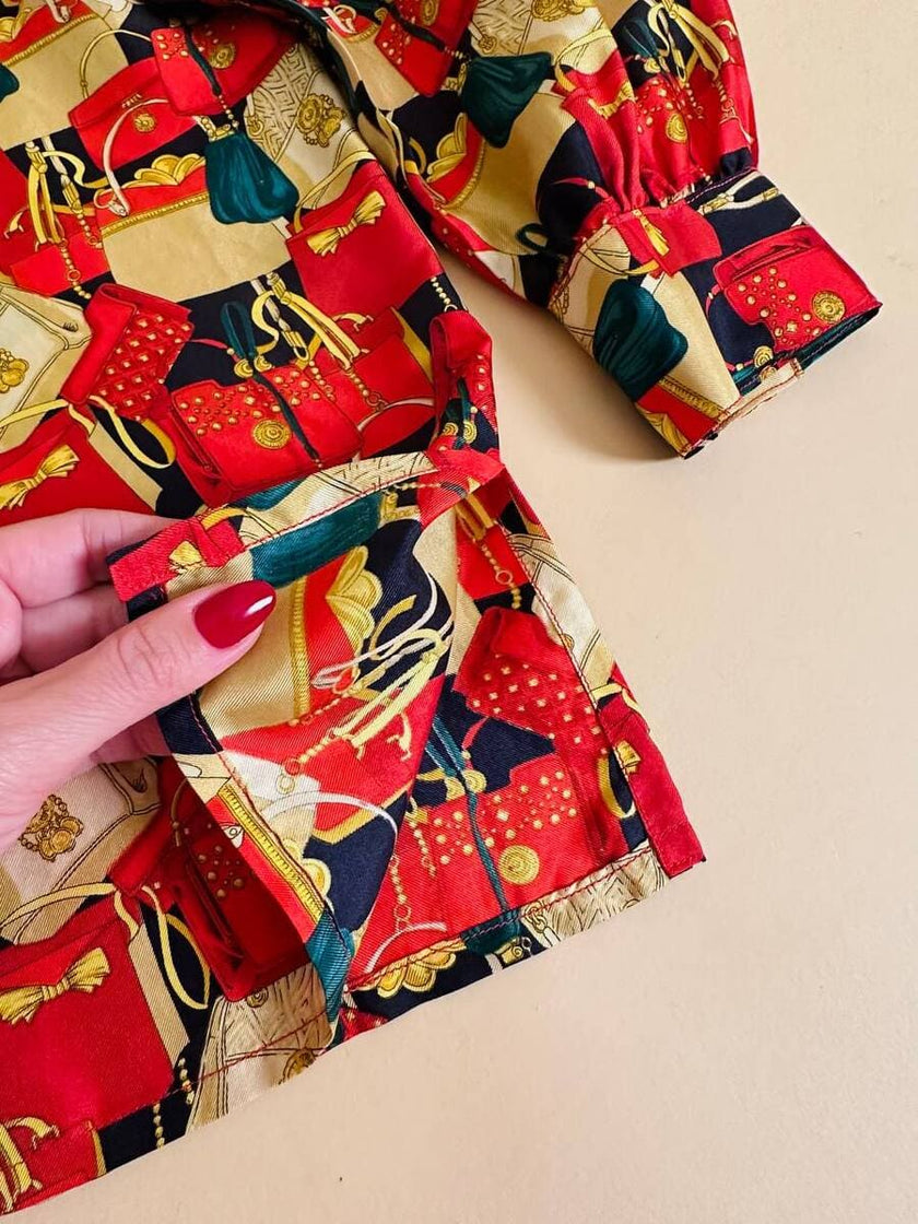 Camicia sartoriale in drill di seta fantasia mini bag