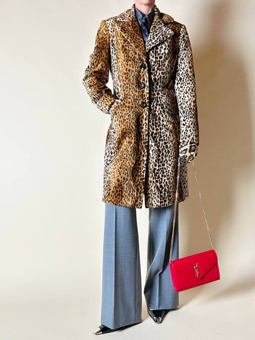 Cappotto leopardato in eco cavallino