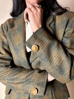 Blazer Yves Saint Laurent de lana con estampado de Príncipe de Gales verde y ocre