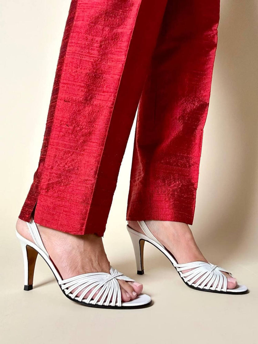 Sandali in pelle bianca con tacco a spillo “Yves Saint Laurent”
