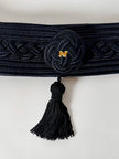 Cintura vintage Nina Ricci nera in passamaneria intrecciata con nappa couture