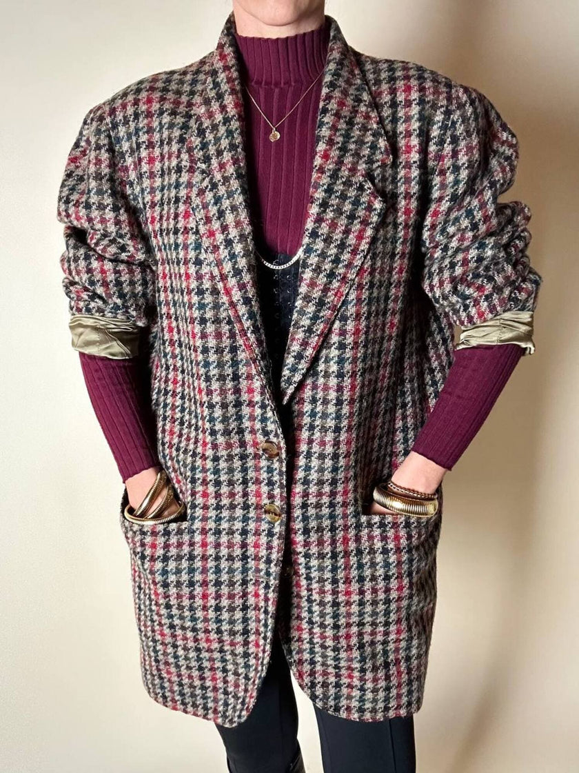 Les Copains houndstooth wool blazer