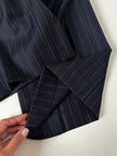 Pantalone vintage a palazzo blu notte gessato in pregiato fresco lana di Tasmania e seta