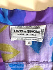 Mehrfarbiges Kleid mit abstraktem Muster in Violett und passendem Gürtel „Livio De Simone“