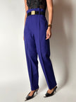 Cintura vintage Yves Saint Laurent in camoscio nero con maxi fibbia oro logata YSL