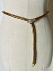 Collana/cintura gioiello vintage a forma di serpente in maglia metallica dorata con strass