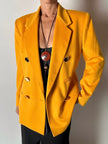 Blazer vintage Genny in cashmere giallo becco d’oca con bottoni gioiello dorati