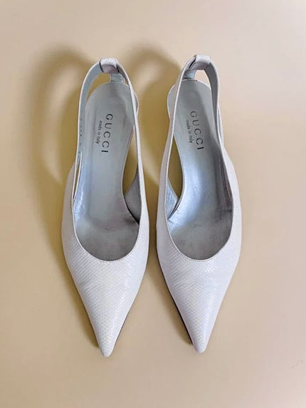 Spitze Ballerinas in weißer Eidechsenoptik von 