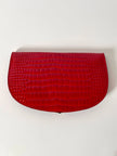 Borsa vintage in vernice rossa stampa coccodrillo con tracolla a catena dorata