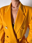 Blazer vintage Genny in cashmere giallo becco d’oca con bottoni gioiello dorati