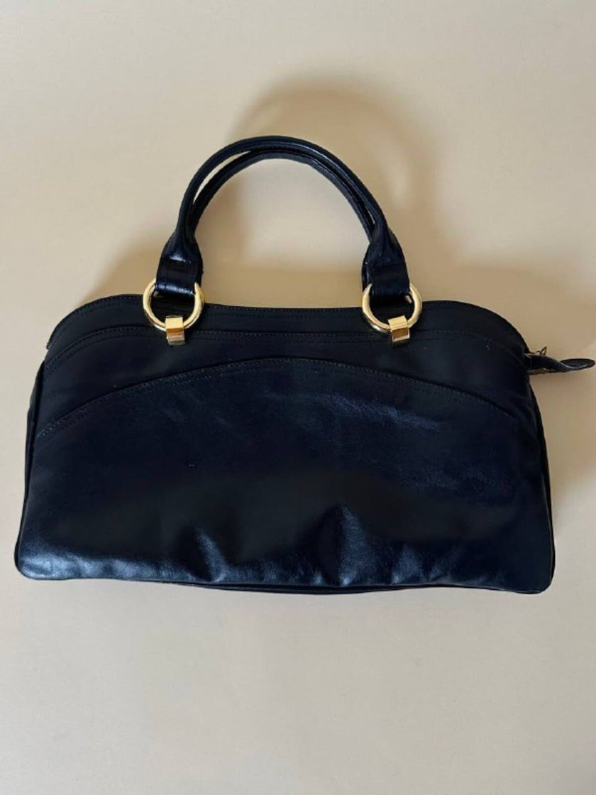 Borsa a mano in pelle blu notte