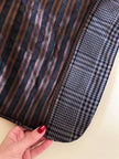 Blazer sartoriale in rasato di lana principe di Galles fango e nero