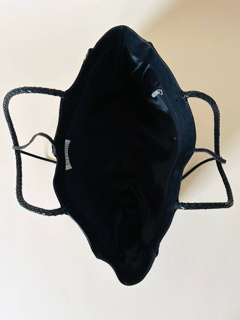 Borsa intrecciata in pelle bianca e nera “Gianfranco Ferré Studio”