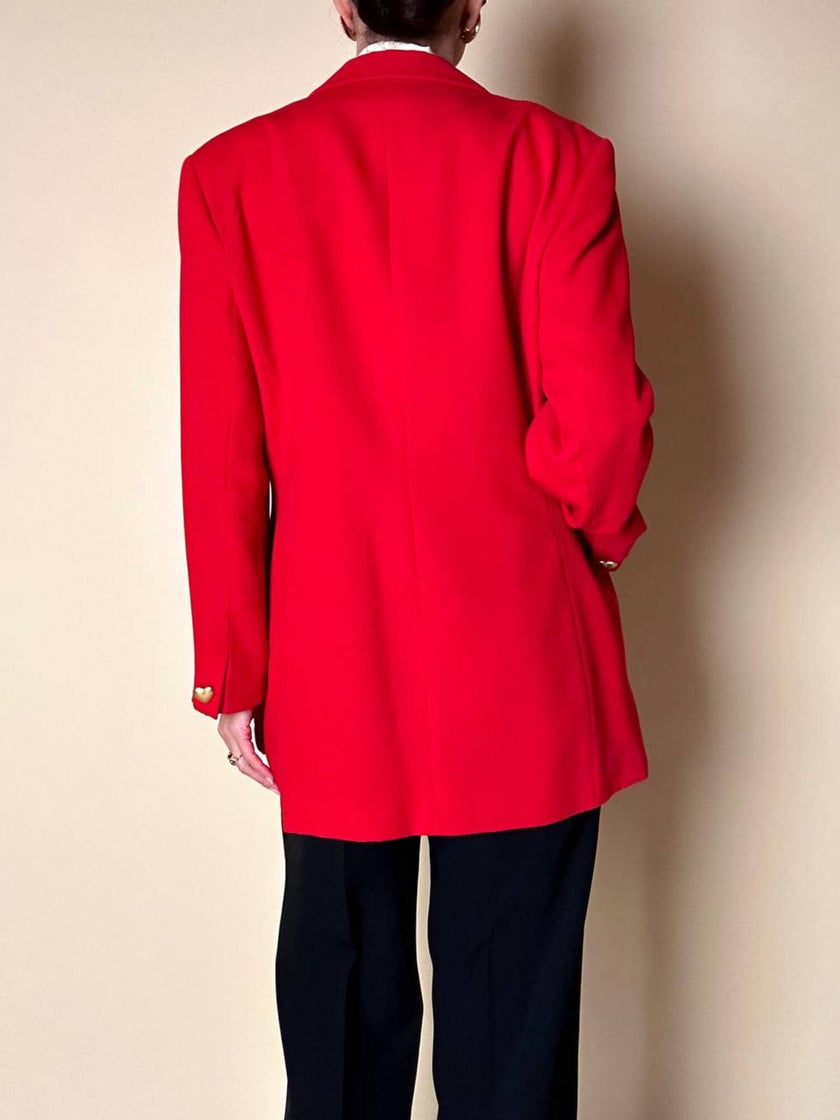 Blazer rosso con bottoni dorati a forma di cuore “Mondì”