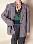 Blazer United Class Coll Colors Benetton in lana pied de poule beige e cioccolato con bottoni berlebeck