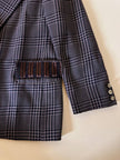 Blazer sartoriale in rasato di lana principe di Galles fango e nero