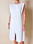 Abito tubino Yves Saint Laurent vintage bianco smanicato con spacco frontale
