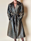 Trench leopardato MikLanD con cintura in coordinato e riporti in pelle nera