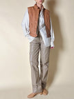 Gilet in pelle Frye color cuoio con impunture verticali