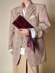 Blazer oversize in fresco di lana principe di Galles beige e marrone Vincam