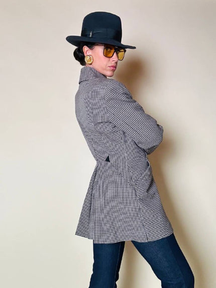 Blazer sciancrato in lana pied de poule “Rifat Ozbek”