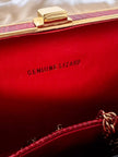 Borsa vintage Sgargi forma ottagonale in lizard rossa con tracolla in catena
