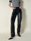 Pantalone vintage Gucci modello a sigaretta in pelle nera