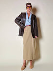 Blazer oversize in pelle color cioccolato