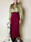 Cacharel burgundy crepe wrap-effect midi skirt