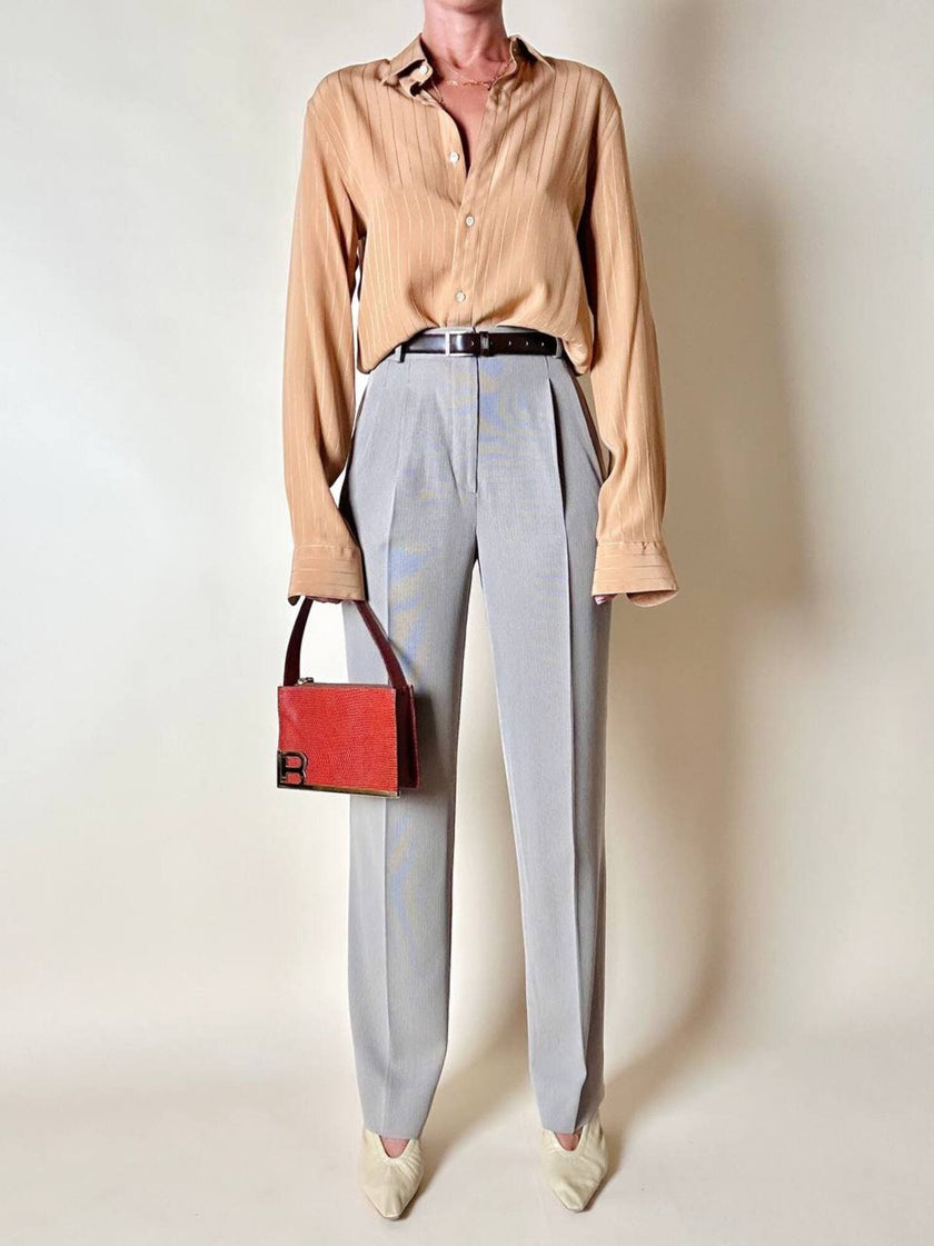 Borsa Laura Biagiotti in pelle stampa lizard color cognac con iniziali BL