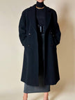 Cappotto doppiopetto oversize in lana nera