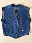 Gilet Valentino Jeans in denim blu slavato con bottoni a chiodo