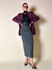 Blazer doppiopetto in rasato di lana gessato color burgundy “Gianni Versace”