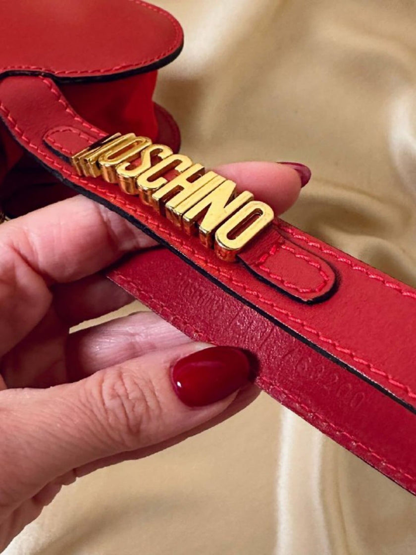 Mini bag a forma di cuore in pelle rossa “Moschino”